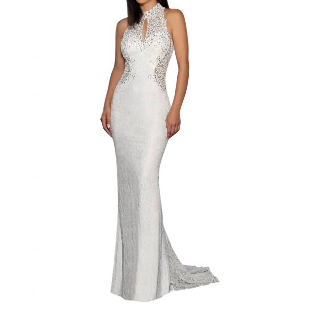 NEW STELLA COUTURE fitted gown in off white